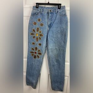 Diana High Waisted Vintage Jeans Embroidered Embellished Mom Denim Jeans Y2K